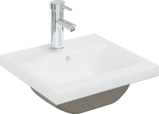 vidaXL Waschtisch mit Waschbecken, Spiegel & Säule L41xB38.5xH46cm Weiß