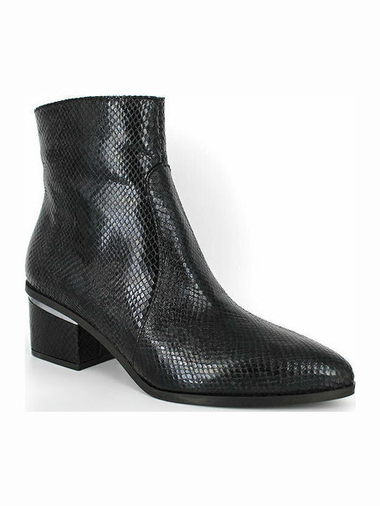 Leder Stiefeletten Damen Schwarz