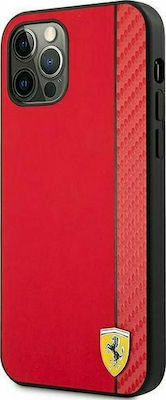 Ferrari On Track Carbon Stripe Plastic Back Cover Red (iPhone 12 / 12 Pro)