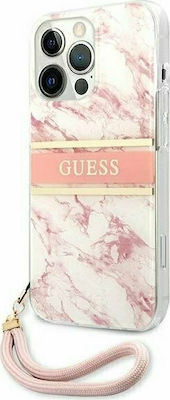 Guess Marble Plastic Back Cover with Strap Pink (iPhone 13 Pro)