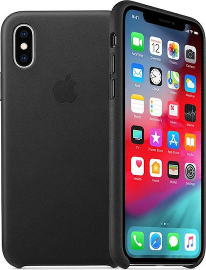 Apple Leather Case Задна корица Кожа Черен (iPhone XS Max)