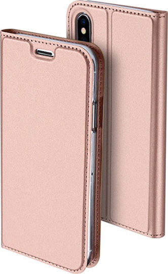 Dux Ducis Skin Pro Книга Изкуствена кожа Розово злато (iPhone XR)