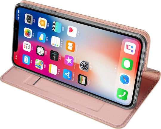 Dux Ducis Skin Pro Книга Изкуствена кожа Розово злато (iPhone XR)