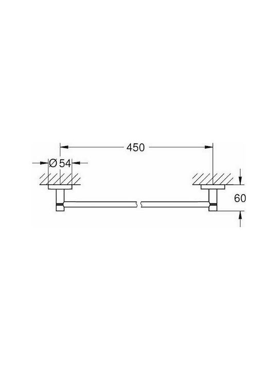 Grohe New Essentials Single Wall-Mounted Bathroom Rail ​45x5.4cm Hard Graphite