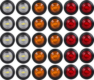 GloboStar Truck Volume Light Volume Lights for Trucks SMD 5730 1W 24V Waterproof IP65 6000K 24V - Red 85306