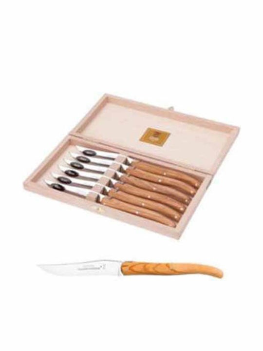 Claude Dozorme Laguiole De Table Olive Wood Μαχαίρια Steak από Ανοξείδωτο Ατσάλι 6τμχ