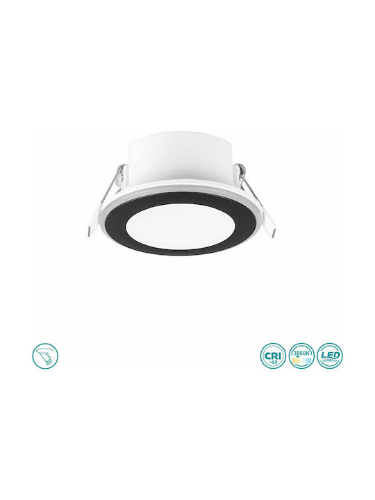 Trio Lighting Aura Round Plastic Recessed Spot with Integrated LED and Warm White Light Black 8.2x8.2cm. 1pcs