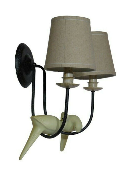 GloboStar Bird Vintage Leuchte Wand mit Fassung E27 Schwarz 43x16x30cm