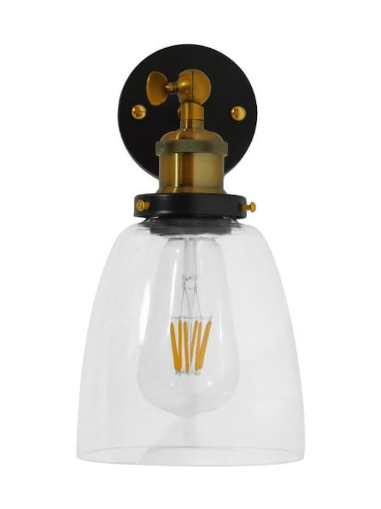 GloboStar Crucible Vintage Φωτιστικό Τοίχου με Ντουί E27 Χρυσό 25.5x14x29.5εκ.