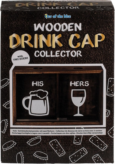 Out of the Blue His & Hers Drinking Accessories Wooden Storage Box Beer And Wine Caps 71/3191