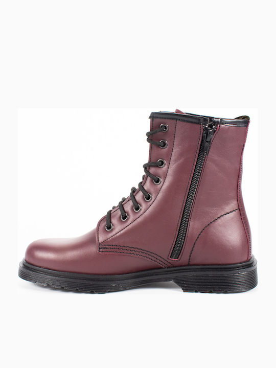 Leather Women's Ankle Boots Burgundy