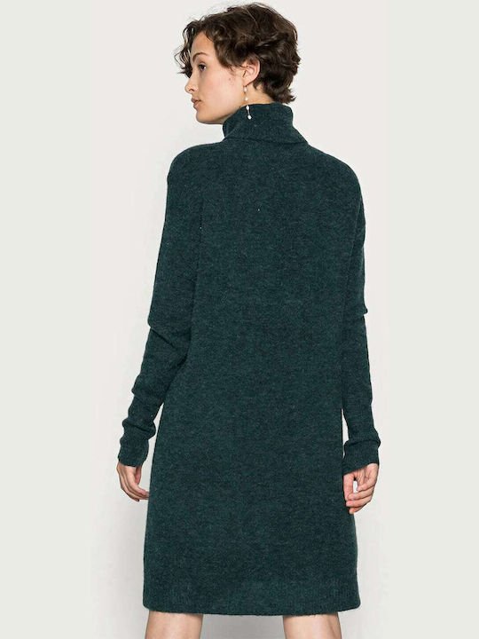 Vero Moda Midi Dress Knitted Turtleneck Green