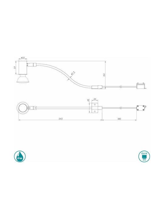 Trio Lighting Giada Modern Lamp Bathroom with Socket GU10 Silver 5.4x5cm
