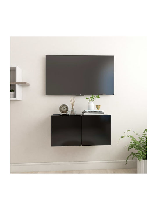 Cabinet Wall Black Velvet-Black Metal 60x30x30cm