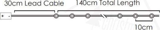15 Lights LED 1.40m. Warm White Battery in String 1pcs