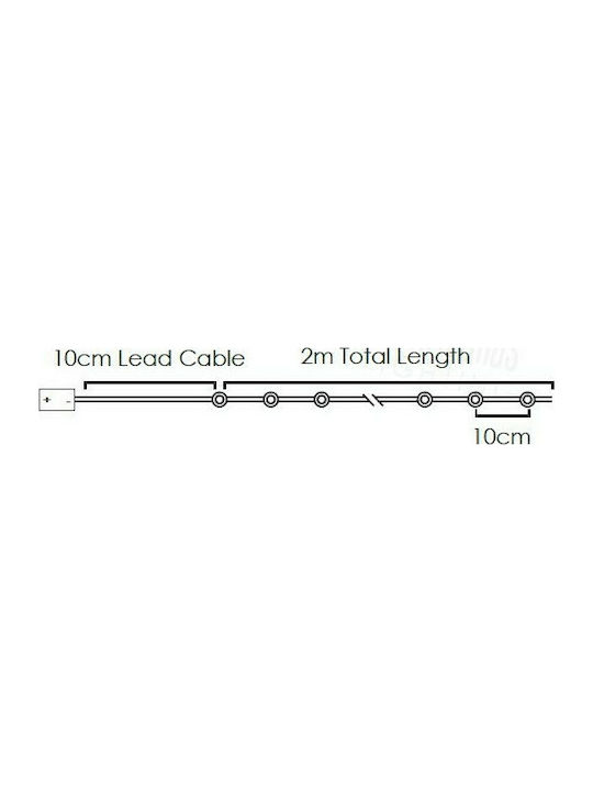 20 Lights LED 2m. Warm White Battery in String 1pcs