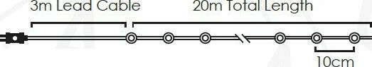 200 Lights LED 20m. Cold White in String 1pcs