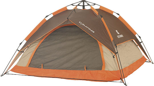 Keumer Αυτόματη Σκηνή Camping Igloo Καφέ με Διπλό Πανί 3 Εποχών για 3 Άτομα 220x210x120εκ.