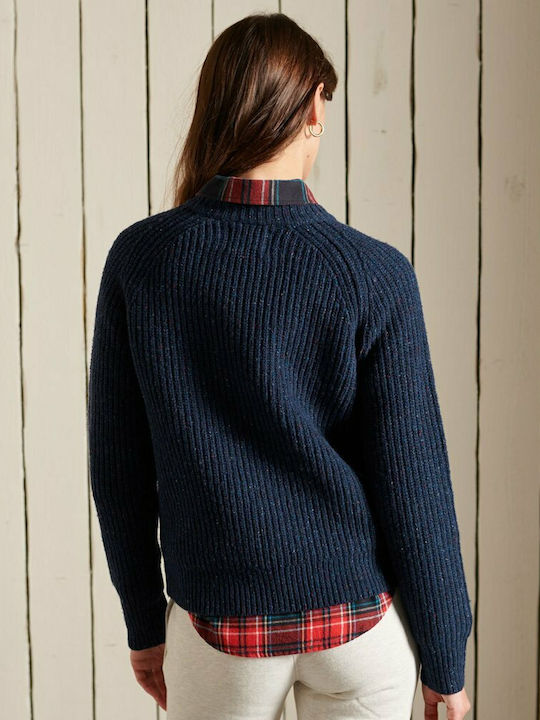 Superdry Women's Long Sleeve Sweater Deep Navy Tweed