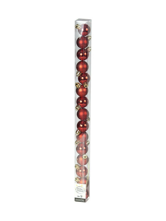Ornament suspendat Glob Plastic Roșu 3buc Set 15buc