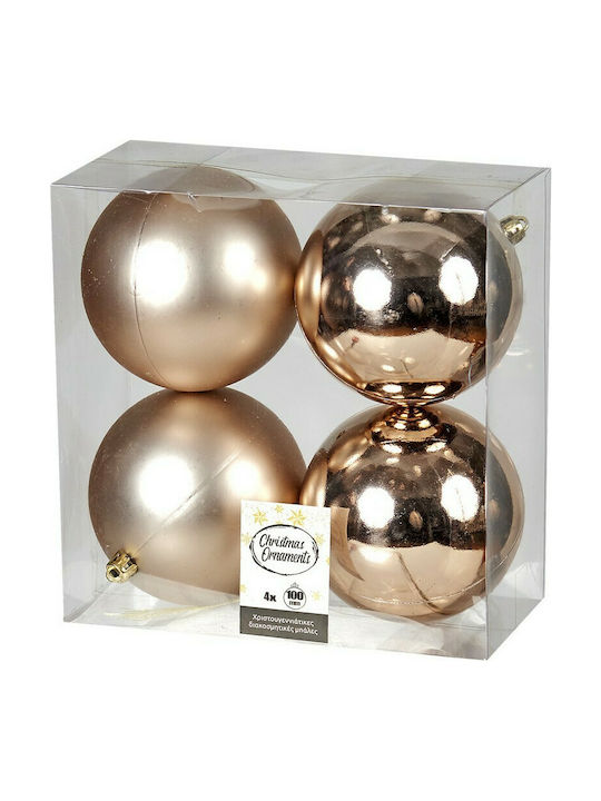 TnS Weihnachtshänger Kugel Ornament Plastik Rose Gold 10cm Set 4Stück