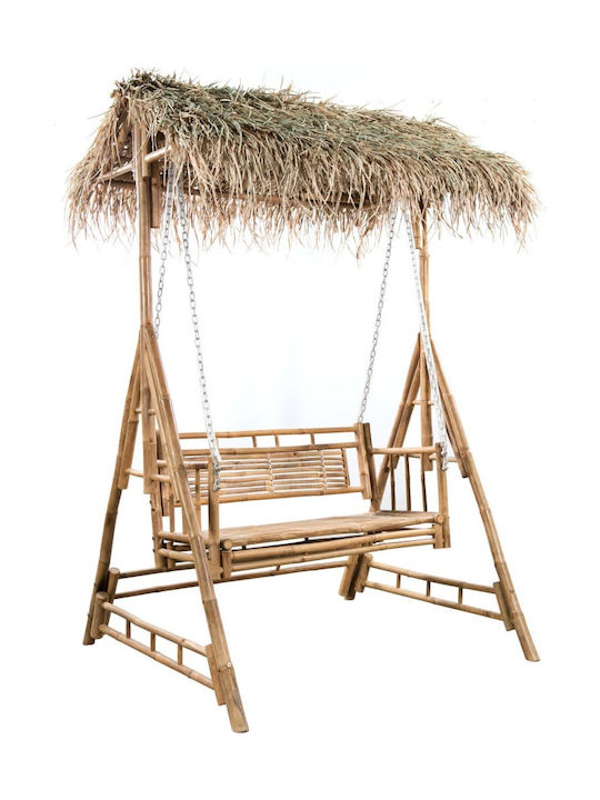 Garten- und Veranda-Schaukeln mit Gestell 2 Sitze Hölzernes M135xP99xH202cm Braune Garten- und Veranda-Schaukeln mit Gestell 2 Sitze Hölzernes M135xP99xH202cm Braune