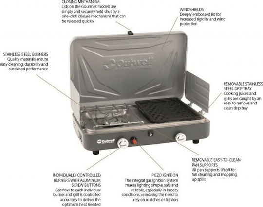 Outwell Jimbu Stove Portable Gas Cooker with Automatic Ignition 650800 650603