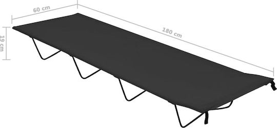Foldable Campaign Bed Single Black 180x60x19cm