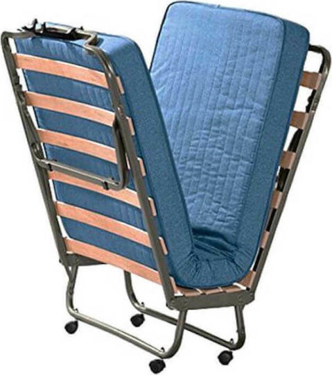 Folding Guest Bed with 11cm Mattress Single Blue 200x90x33cm