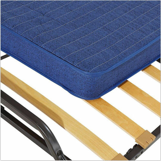 Folding Guest Bed with 11cm Mattress Single Blue 200x90x33cm