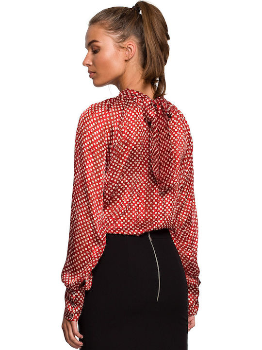 Stylove S235 Long Sleeve Women's Blouse Polka Dot Red 149250