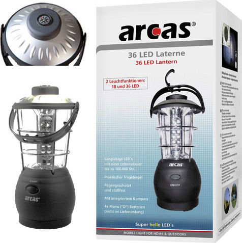 Arcas Φανάρι Led Μπαταρίας για Camping με Πυξίδα