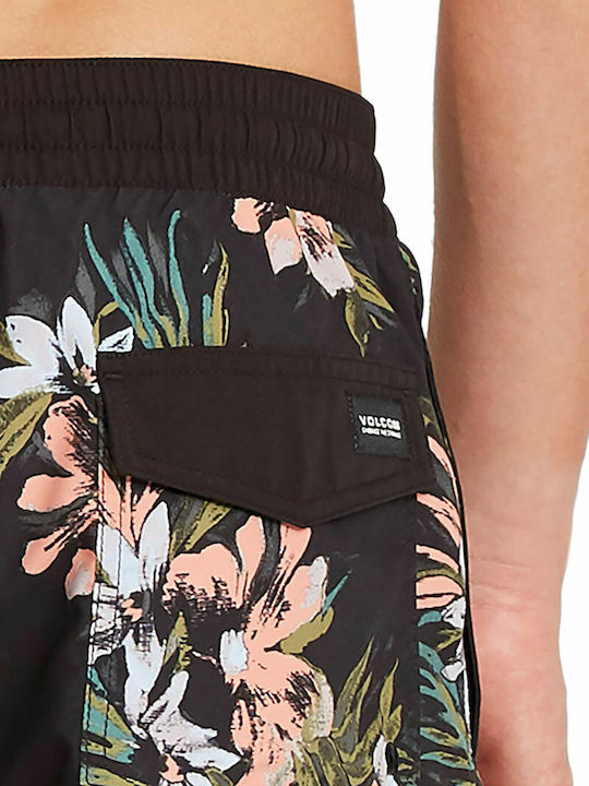 Earthly Delight 17" Men's Swimwear Bermuda Black Floral