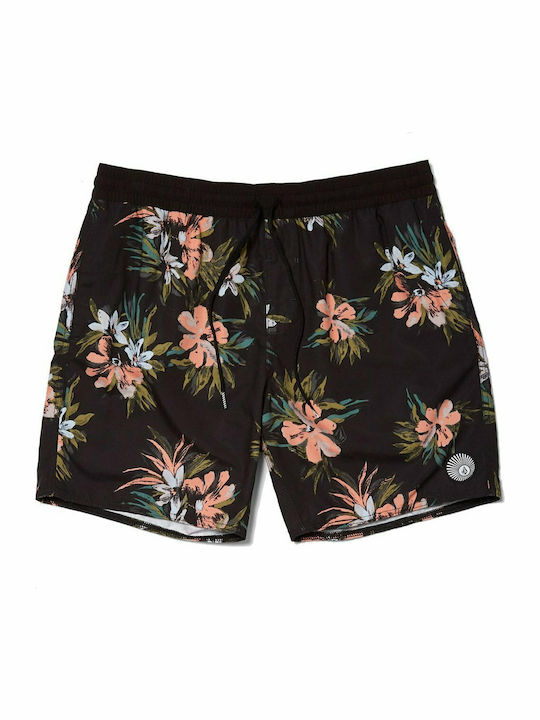 Earthly Delight 17" Men's Swimwear Bermuda Black Floral