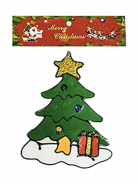 XMASfest Christmas for Window with Design Άγιου Βασίλη , Δέντρου and Χιονάνθρωπου Gelly