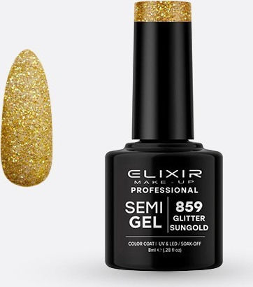 Elixir Semi Gel Ημιμόνιμο Βερνίκι Νυχιών 859 Sungold με Glitter 8ml