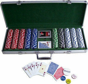 Platinum Games Set von 500 nummerierten Pokerchips 11.5gr in Koffer mit 5 Kartenspielen