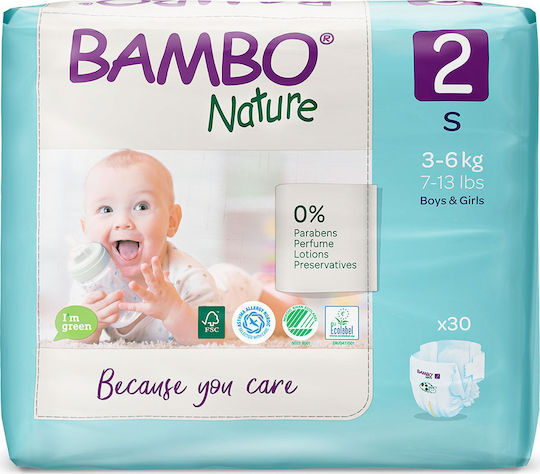Bambo Nature Πάνες με Αυτοκόλλητο Mini No. 2 για 3-6kg 30τμχ