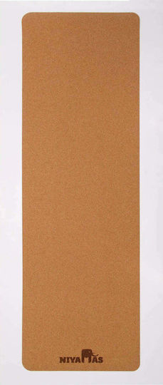 Niyamas Eco Cork Atma Exercise Mat Yoga Brown with Carry Strap (183x66x0.5cm)