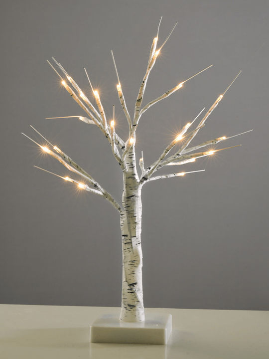 Aca Christmas Decorative Snowy Illuminated Wood Tree Natural Appearance 45cm IP20 Battery White