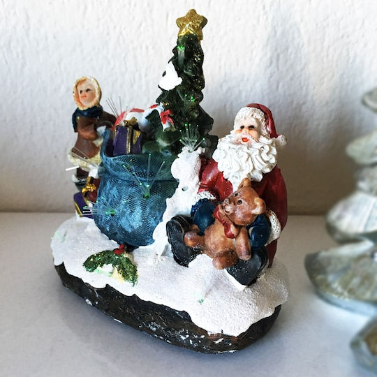 SP Souliotis Illuminated Christmas Plastic Figure Height 12cm Santa Claus