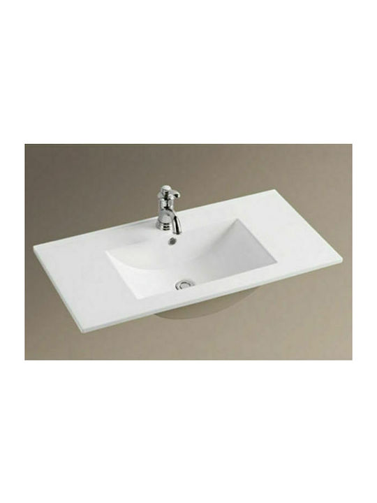 Karag Eingelassenes Waschbecken Porzellan 91x47x18cm Weiß