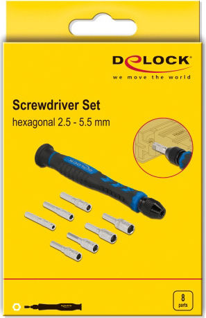 DeLock Screwdriver with 8 Interchangeable Tips