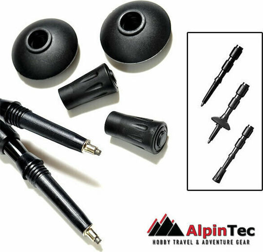 AlpinPro Pair of Telescopic Aluminum Trekking Poles with 3 Sections Thermolite Green 235gr