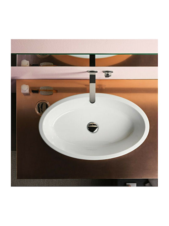 GSI Sand Επικαθήμενος Νιπτήρας Πορσελάνης 70x42x15cm Λευκός