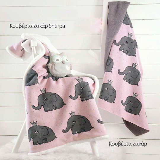 Rythmos Pătură Pepinieră Swaddling pături Elephant Jacquard 100% bumbac Roz 80x100cm