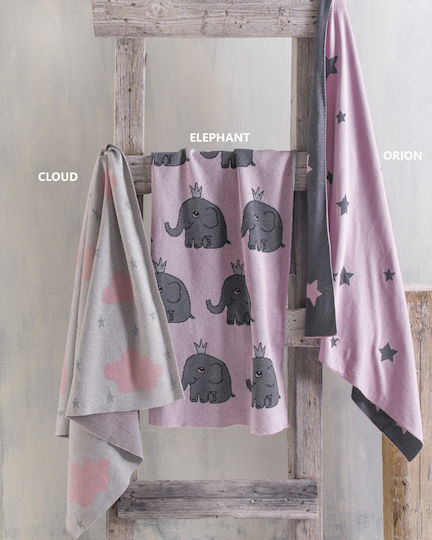 Rythmos Pătură Pepinieră Swaddling pături Elephant Jacquard 100% bumbac Roz 80x100cm