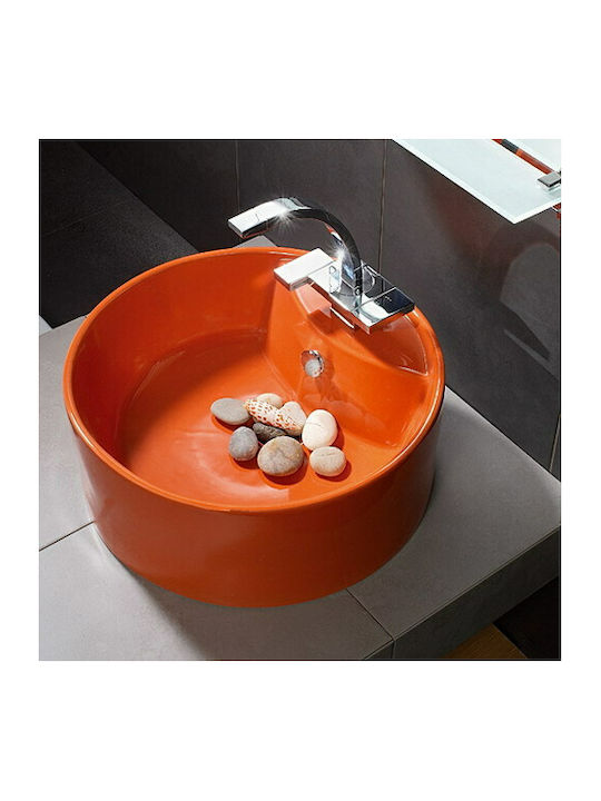 Adamidis Zero 44 Επικαθήμενος Νιπτήρας Πορσελάνης 44x44x18cm Πορτοκαλί