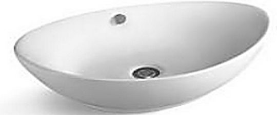 KLP Ovale Επικαθήμενος Νιπτήρας Πορσελάνης 59x38.5x20cm Λευκός KLP Ovale Επικαθήμενος Νιπτήρας Πορσελάνης 59x38.5x20cm Λευκός