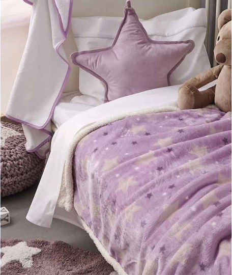 Palamaiki Κουβέρτα Αγκαλιάς & Λίκνου Sky Girl Fleece Μωβ 80x90εκ.
